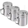 JUSTDOLIFE Stainless Steel Dredge Salt Shaker Seasoning Can Rotating Sugar Shaker Barbecue Sauce Spice Bottle Spice/Pepper Shaker 3PCS