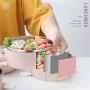 Thermos Food Jar Multi-storey Thermos Stainless Food Flask,Leakproof Insulated Food Containers,Portable Bag (Color : Pink, Size : 1400ml)