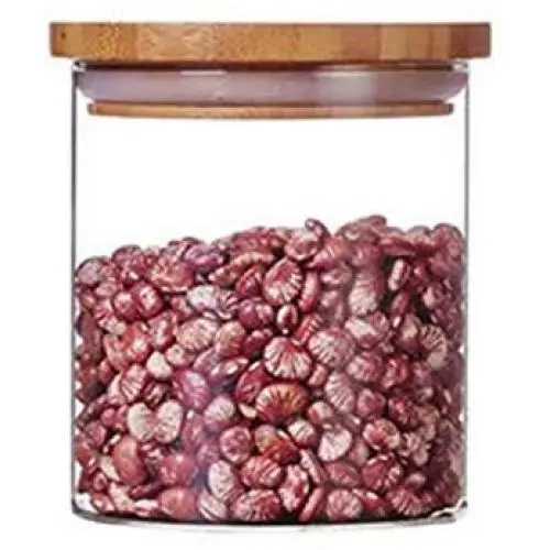 WANGLX ST Glass Storage Jar Wood Lid Food Storage Tank Good Sealing Heat-Resistant Borosilicate Glass Sealed Cans Dried Fruit Sealed Bottle