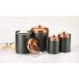 Amici Home Collection, 7CDI030AS4R, Ashby Copper Metal Storage Canister, Assorted Set of 4 Sizes, Black/Gold