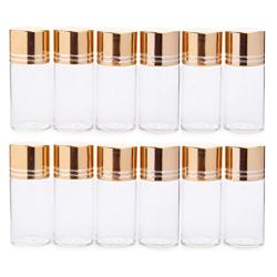 12Pcs 10ml/0.33oz Clear Glass Storage Container Bottle Vial Jars for Cosmetics Travel Essential Oils Powders Creams Ointments Grease and Capsule(Gold Lid)