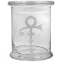 12 oz Clear Glass storage Herb Stash Jar and Lid with Prince Symbol