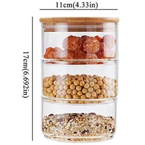 New 1200 Ml 3 Layer Borosilicate Glass Jar Kitchen Food Bulk Container Set For Spices Dried Fruit Storage Can Salad Bowl Box,B168Bamboo Lid New 1200 Ml 3 Layer Borosilicate Glass Jar Kitchen Food Bulk Container Set For Spices Dried Fruit Storage Can Salad Bowl Box,B168Bamboo Lid