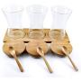 Unique Design Clear Glass Food Storage Jar with Airtight Seal Bamboo Lid & Spoons - Kitchen Condiments Canister for Serving Spices Coffee Tea Sugar and more,10.8 FL OZ (320 ML),3 Pcs Set - Great Gift