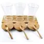 Unique Design Clear Glass Food Storage Jar with Airtight Seal Bamboo Lid & Spoons - Kitchen Condiments Canister for Serving Spices Coffee Tea Sugar and more,10.8 FL OZ (320 ML),3 Pcs Set - Great Gift