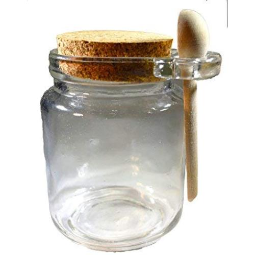 1ct. Premium 8oz Reusable Chefs Glass Spice / Salt Jar with Wooden Spoon