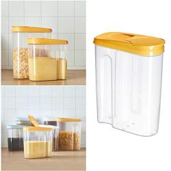 UPKOCH Airtight Food Storage Container Sealed Grain Canister Can Box Cereal Crisper Jar Pot for Dry Food Oatmeal Coffee Mung Bean Pet Food (1.8L Yellow)