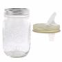 KegWorks Moonshine Mason Jar with Free Flow Pourer Spout Lid, 16 oz.