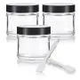 Bocal en Verre Transparent, Sans Brim, 60 ml (3 Pack) + Spatules Bocal en Verre Transparent, Sans Brim, 60 ml (3 Pack) + Spatules