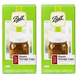 Ball Regular Mouth Plastic Mason Jar Storage Lids 8-Count per Pack (2-Packs Total)