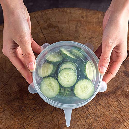 Silicone Covers, Stretchy Food Lids, for Easy Use and Storage, for Platters, Dishes, Jars, Bowls, Pot and Fruits, Dishwasher, Microwave and Freezer Safe - 4.5 Inch (Size : 6 packs - 4.5 inch)