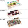 mDesign Kunststoff Verstellbare, Erweiterbare Küchenschrank, Pantry, Regal Organizer/Gewürzregal mit 3-stufigem Lagerbereich für Gewürzflaschen, Gläser, Gewürze, Backzutaten – 2er Pack – Creme/Beige