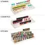 mDesign Plastic Adjustable, Expandable Kitchen Cabinet, Pantry, Shelf Organizer/Spice Rack with 3-Tiered Levels of Storage for Spice Bottles, Jars, Seasonings, Baking Supplies - 2 Pack - Cream/Beige