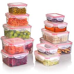 SEALCO Food Storage Containers with Lids ? Reusable Plastic Containers ? BPA-Free, Stackable, Microwave, Dishwasher, Freezer Safe ? Airtight ? 12 Piece Set