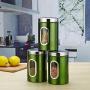 Cwg Set of 3 Airtight Tea Sugar and Coffee Storage Canister Jars Stainless Steel Canister with Window-green