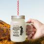 Brown DonT Flatter Yourself Cowboy I Was Looking At Your Horse Frosted Glass Mason Jar With Straw