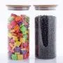 Stapelbare Glas-Lebensmitteldosen mit luftdichten Deckeln, Großpack-Lagerungssatz mit Bambusdeckel, Glas-Küchenbehälter für Konserven, Süßigkeiten, Tee, Mehl, Kaffee, Kekse, Snacks, 60 oz, Set