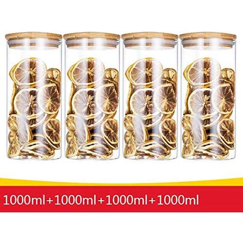 Yl Ly Glass Storage Jars Transparent Sealed Jar Honey Food Kitchen Storage Box Bamboo Cover Diameter 10Cm Storage Jar 4 Piece Set 1Yl Lyml4