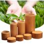 Natural Bamboo Salt and Spice Box with Swivel Lid, Portable Travel Tea Canisters Cover, Round Shape Sealed Tea Box Tube Jar Kitchen Storage Accessories