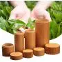 Natural Bamboo Salt and Spice Box with Swivel Lid, Portable Travel Tea Canisters Cover, Round Shape Sealed Tea Box Tube Jar Kitchen Storage Accessories