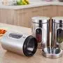 Storage Jar 3pcs sy Clean Food Cans With Lid Sugar Stainless Steel Transparent Biscuits Tea Coffee Grains Containers Kitchen Container Sealed(Silver)