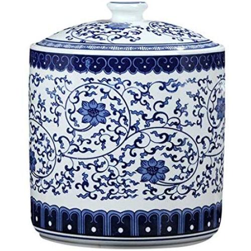 Keramikbehälter blau-weißes Porzellan-Set, Bewässerungstopf, großer Keramikbehälter, dekorative Accessoires (Farbe: Blau, Größe: 232327cm)