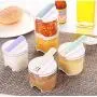 Umweltfreundliche BBQ 5 Gewürze Flasche Cruet Salz Pfeffer Würze Condiments Aufbewahrungsbox Zelle Lager mit Messlöffeln und Gabeln