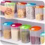 UPKOCH 3pcs Kitchen Food Containers Clear Airtight Dry Food Storage Organizer with Lids for Fridge Cabinet Baking Supplies Flour Green