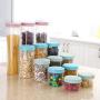 Platstic Transparent Food Storage Jar Round Sealed Tank Cereal Containers,Green,M