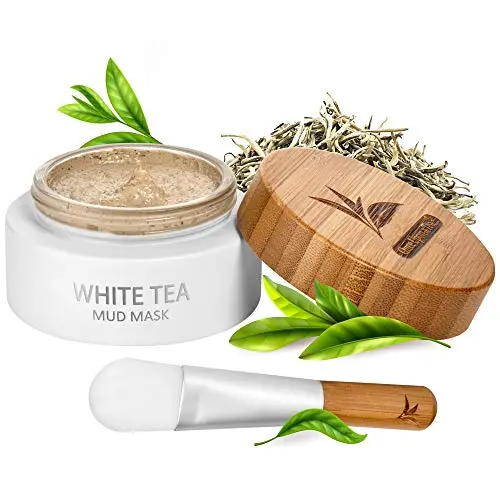 Weißer Tee Ton Maske – 100 ml, Antioxidant Gesichtsbehandlung, Glättet feine Linien und Falten, Tiefenreinigung, Entgiftung, Entfernt dunkle Flecken und Pigmentierung, Verfeinert Poren, Anti-Aging.