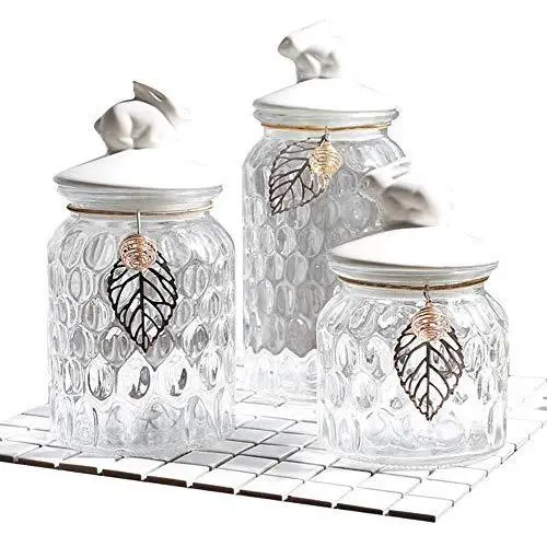 AXTG Candy Jar, Airtight Glass Storage Jar Kitchen Food Container Canister Candy Storage Christmas Best Gift,Small Size, Medium Size, and Big Size