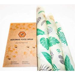 Beeswax Food Wrap Assorted Set of 3 - Eco Friendly Food Storage - Great Lunch Pack - Reusable Wrappings - Sustainable and Durable Food Cover - Non Toxic, Plastic Free, 100% Organic, Good for Vegan!!