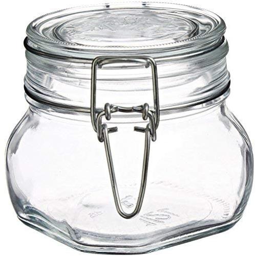 Bormioli Rocco Fido Square Jar with Clear Lid, 17-1/2-Ounce, Set of 2