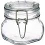 Bormioli Rocco Fido Square Jar with Clear Lid, 17-1/2-Ounce, Set of 2