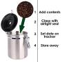 Houseables Airtight Coffee Canister, Grounds Container, Date Tracker, 1/8 Cup Scoop, 16 Oz Vault, CO2 Valve, Stainless Steel, Espresso Bean Containers, Storage Tin, Nuts, Sugar, Flower, Kitchen, Tea
