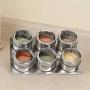 Home Marketplace Stainless Steel Magnetic Spice Rack with 6-Piece Multi-Purpose Storage Jars