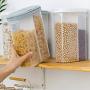 Storage Jars,Food Storage Containers With Airtight Lids,Cereal Storage Containers Airtight 2600Ml With Scale,Food Storage Tank Transparent 2Grid,Save Space,Durable,Grey