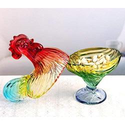 Colias Wing Home Decor & Party Wedding Centerpiece Colorful Chicken Shape Glass Ribbed Apothecary Jars/Candy Buffet Canisters/Candy Buffet Storage Container/Kitchen Food Storage Jars with Lid-Small