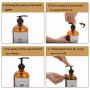 Aozita 16oz Glass Soap Dispenser with Pump for Kitchen Sink and Bathroom - Amber Soap Pump Bottle with Funnel and 4 White Waterproof Labels