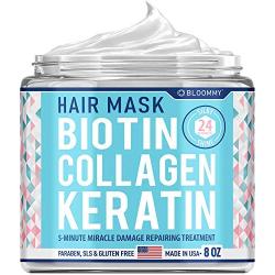 Biotin Collagen Keratin Treatment - Made in USA - Natural Keratin Treatment for Dry & Damaged Hair - Hair Mask with Collagen Hair Vitamin Complex for Best Hair Repair & Nourishment - 8 oz