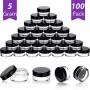 5 ml/ 5 Gram Cosmetic Containers 100 Pieces Plastic Sample Containers with Lids Round Pot Jar for Lip Balm and Lotion
