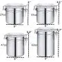Canisters Sets for The Kitchen, 4 Pcs Stainless Steel Storage Containers for Flour, Sugar, Food and Coffee, 27oz 37oz 47oz 62oz Kitchen Canisters with Acrylic Airtight Cover For Kitchen Counter