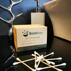 Boonboo Cotton Swabs | 400 Count Bamboo Cotton Buds | Plastic-Free | Biodegradable & Sustainable