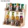 Wooden Spice Rack Bottle Jars Holder Countertop Storage Cabinet Organizer Free Standing with 2/3-Tier Storage Shelf for Kitchen Bathroom Bedroom(2 Tiers)