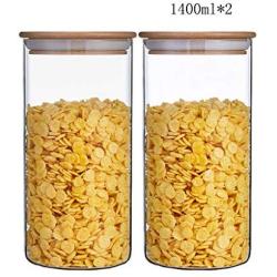 Sealed Glass Storage Jars, Kitchen Grain And Food Container 2 Pieces