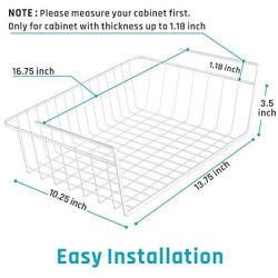 Under Shelf Basket, iSPECLE 6 Pack White Wire Rack, Slides Under Shelves For Storage, Easy to Install