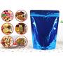 12 Pcs Blue Reusable Aluminium Foil Zip Lock Stand Up Food Pouches Bags Resealable Double-Sided Colored Zipper Pouch Zip Mylar Bag for Food Storage Gift Basket Supplies (14cmx20cm)