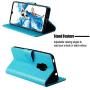 Soft PU Leather Wallet Case for Huawei Mate 20,Flip Stand Case for Huawei Mate 20,Moiky Classic Retro Blue 3D Owl Design Solid Color Purse Folio Magnetic Cover with Wrist Strap