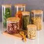 Yl Ly Glass Storage Jars Transparent Sealed Jar Honey Food Kitchen Storage Box Bamboo Cover Diameter 10Cm Storage Jar 4 Piece Set 1Yl Lyml4