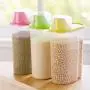 Plastic Food Kitchen Container Sealed Crisper Grains Tank Storage Kitchen Sorting Rice Storage Box Container Jars Green 2.5L